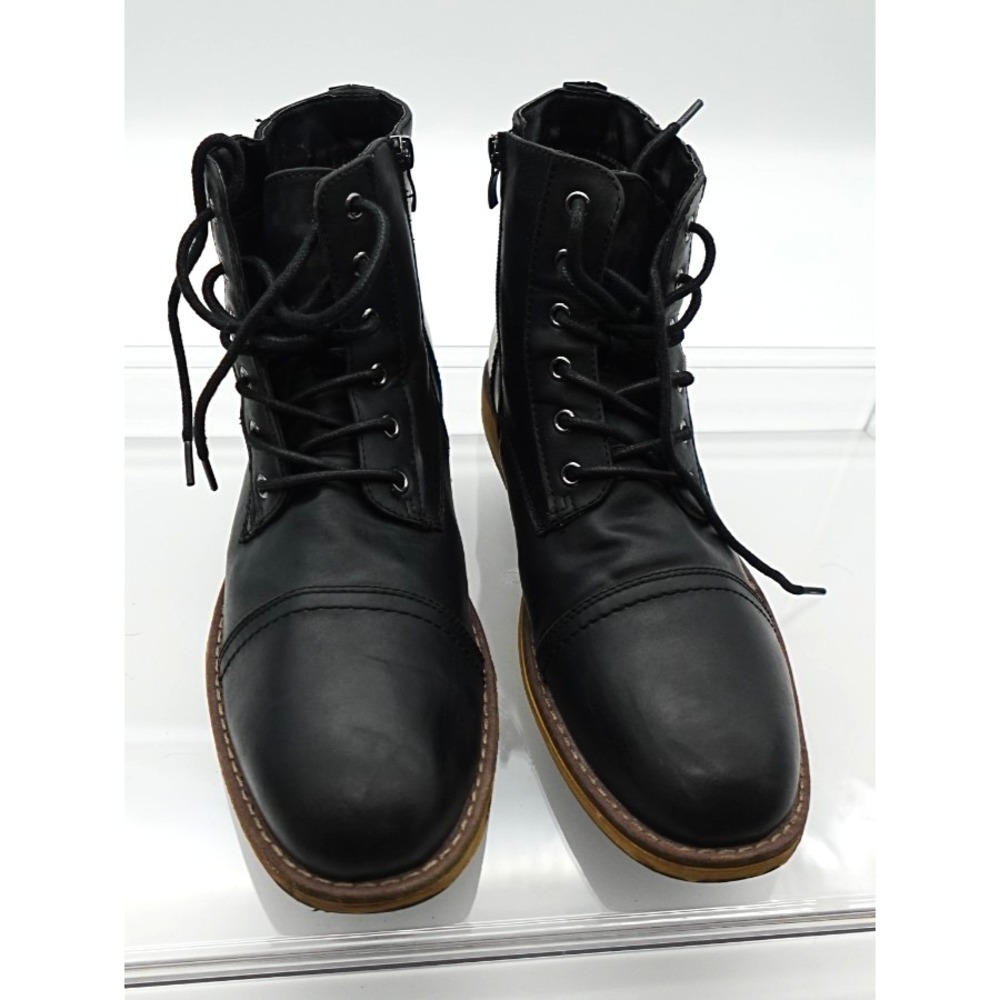 Vostey Milan Mens Black Cap Toe Combat Chukka Boots Side Zip Size 11.5